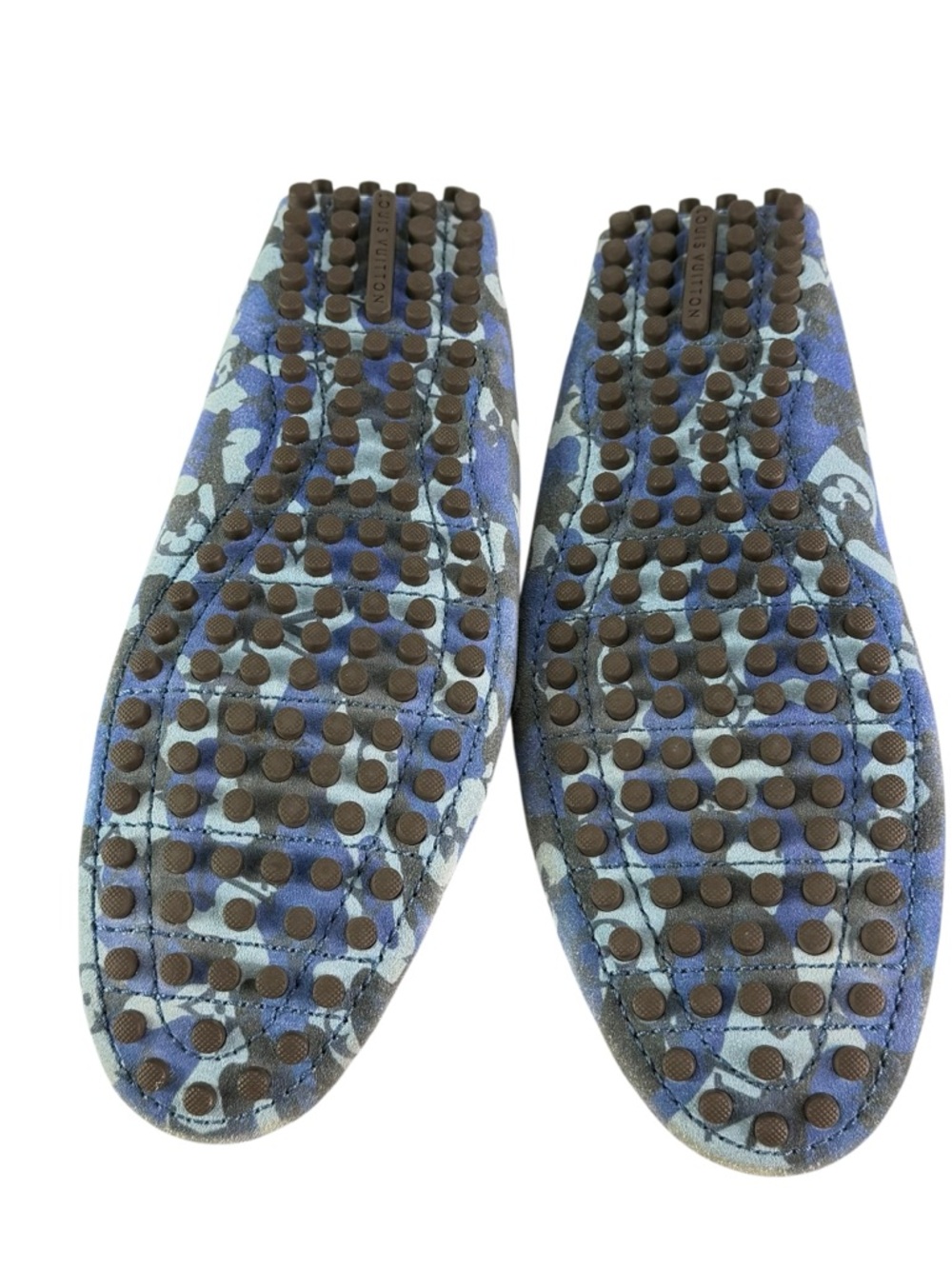 LOUIS VUITTON Palm Spring Blue Camo Suede Men's Mocassin 7UK - 8US - Picture 11 of 14